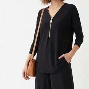 Joseph Ribkoff Black Long Sleeve Zipper Top Size US 12
